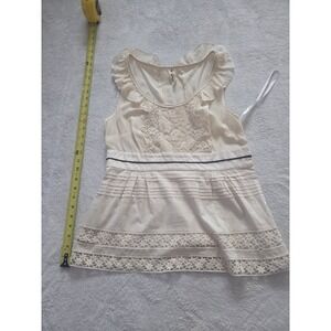Floreat Hight Tea Lace Ruffle Blouse Cream Ivory Sleeveless Women's Size 8 Boho